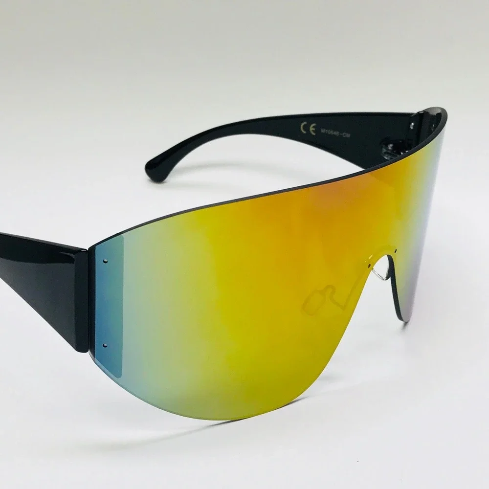 Oversized Sunglasses Luxury Face Cover Frameless Multi Mirror Color‎ Lens Lentes